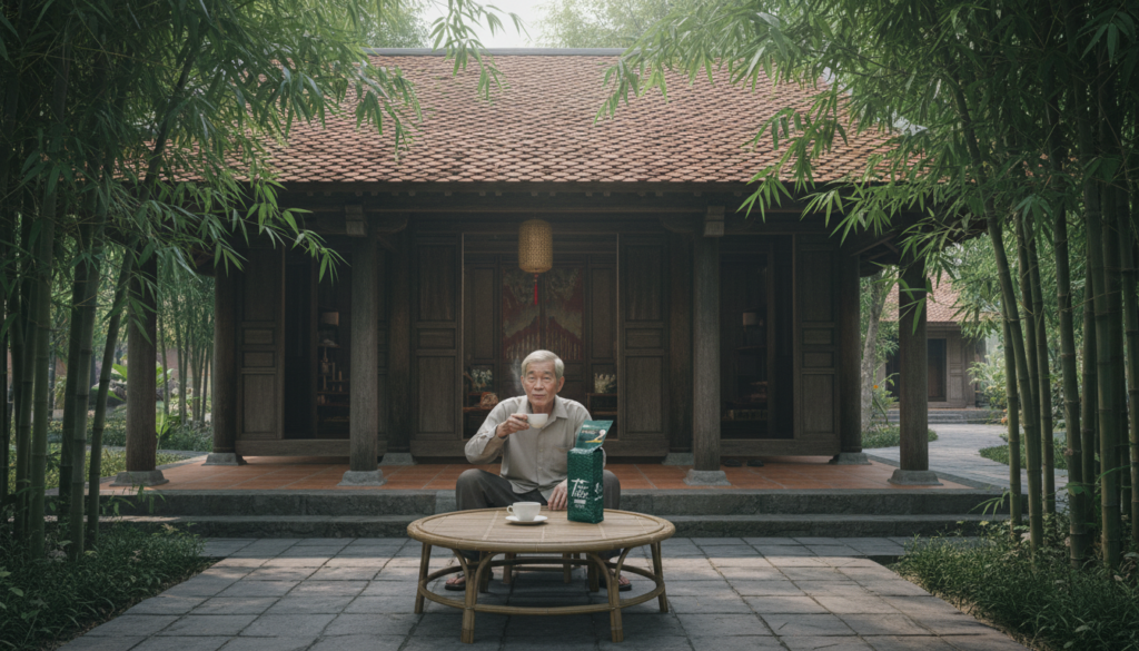 ông già uống trà